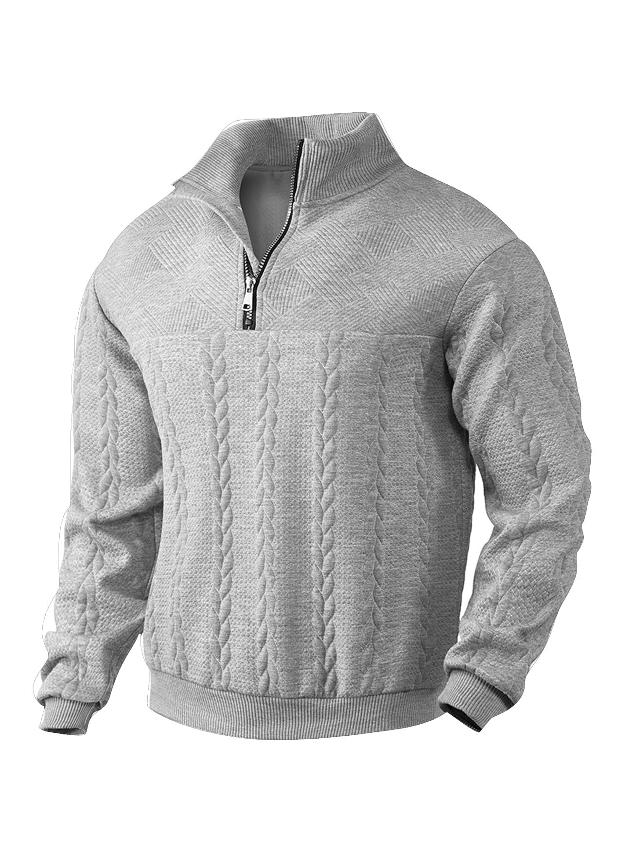 Herren Strickpullover Hoher Kragen Reißverschluss Modern