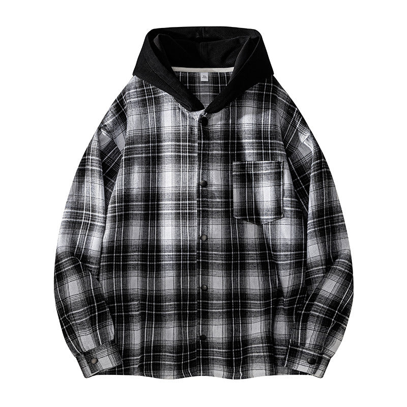 Herren Hemdjacke Lässig Kapuzenjacke Karomuster Warm