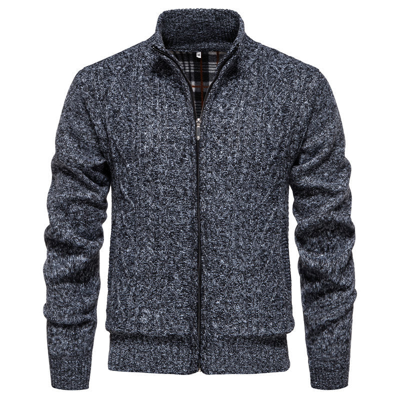 Herren Strickjacke Warm Highneck Reißverschluss