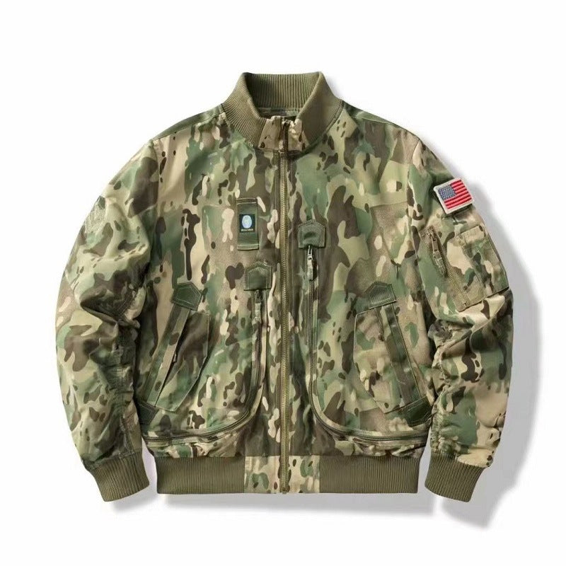 Herren Bomberjacke Camouflage Warm Mit Vielen Taschen