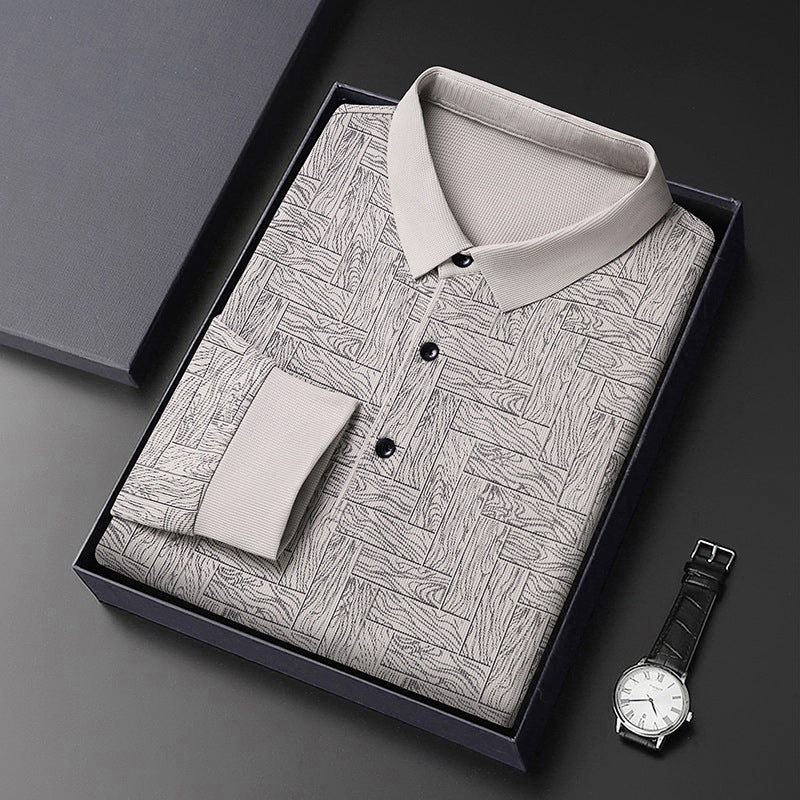 Herren Polohemd Modern mit Strukturdesign und Knöpfe Elegant