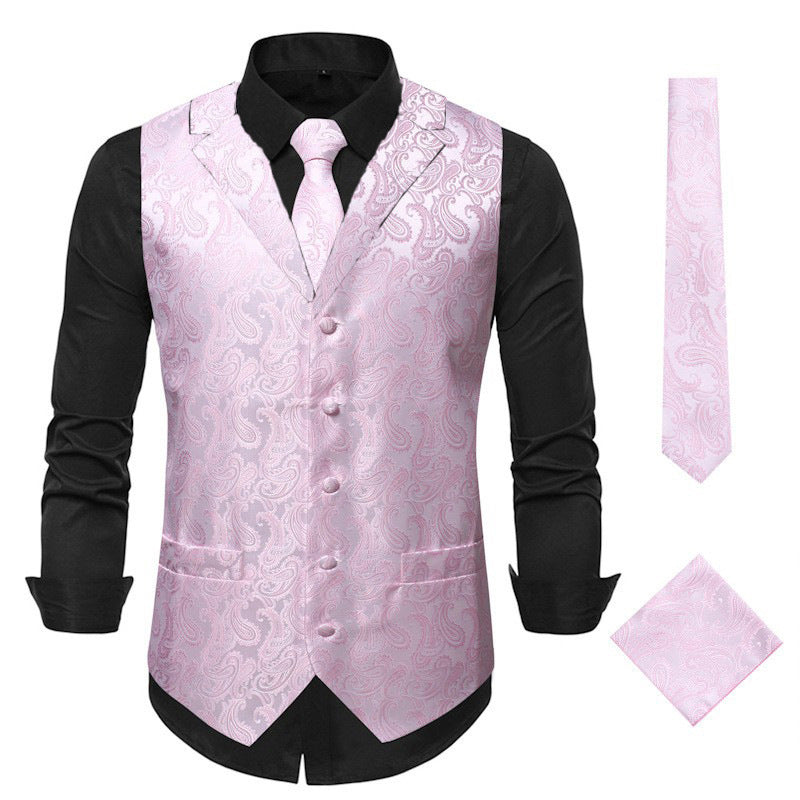 Elegante Herrenweste Paisley Muster Modern Schwarz