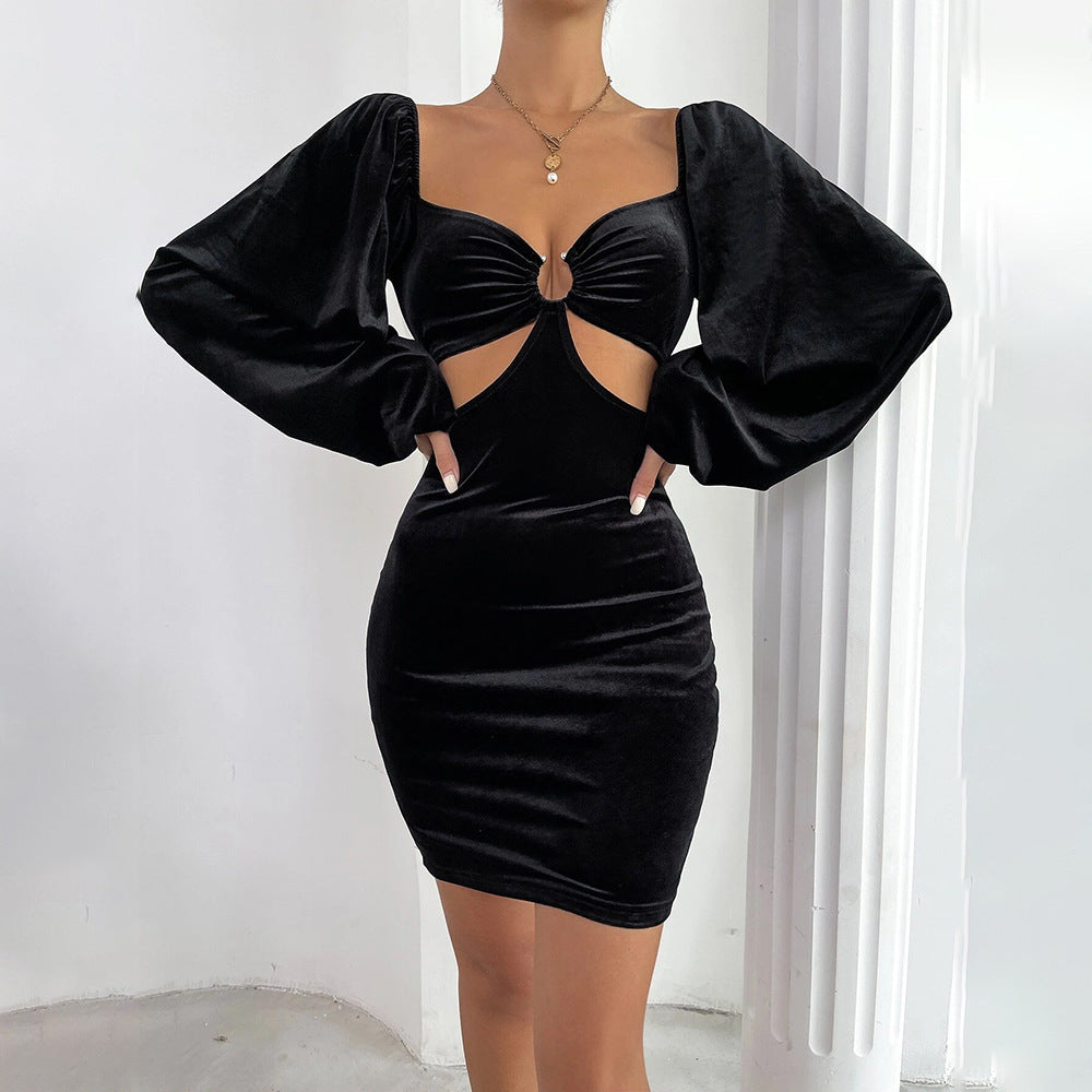 Samtkleid mit Puffärmeln, Bodycon Schnitt von BerlinGlamour