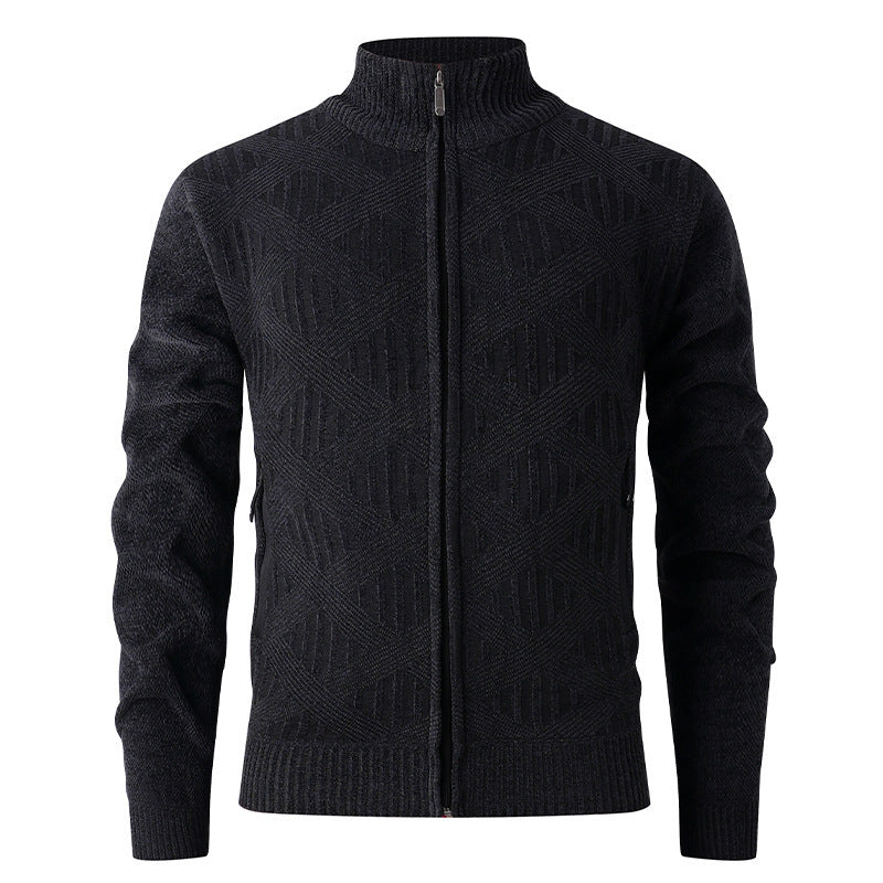 Herren Strickjacke Elegant Mit Stehkragen Modern