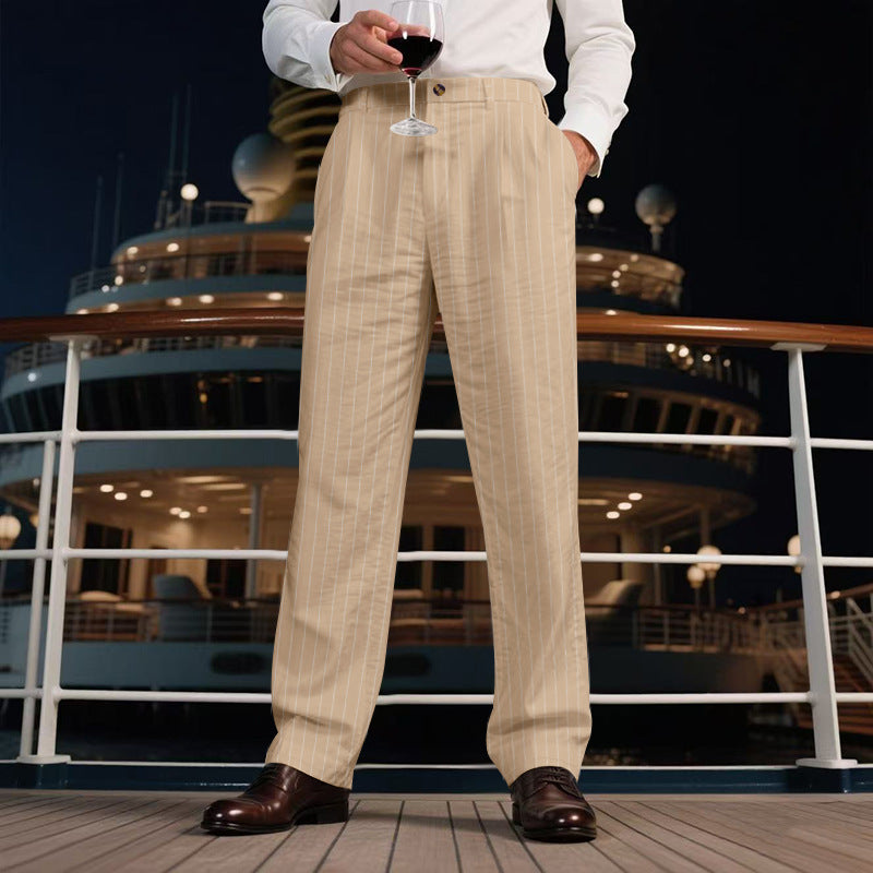 Herren Anzughose Slim Fit Streifen Modern