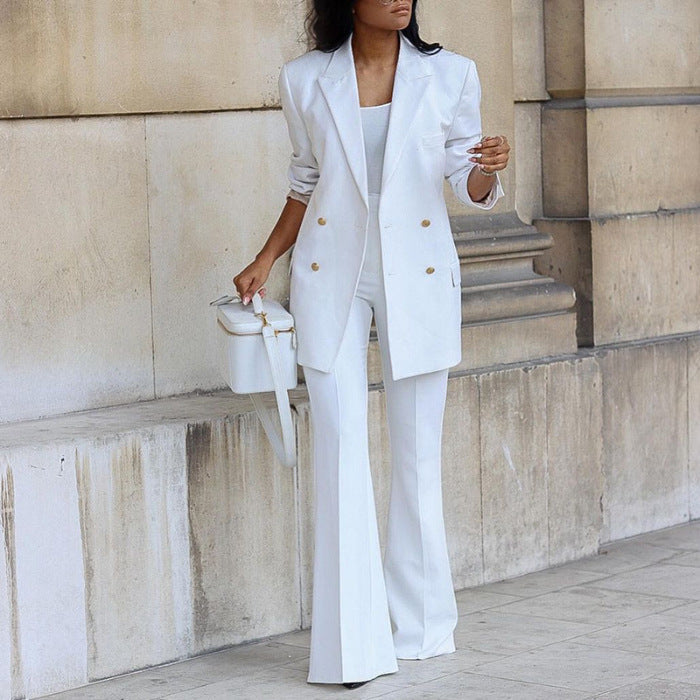 Damen Blazer-Set Elegant mit weitem Bein und Taillengürtel