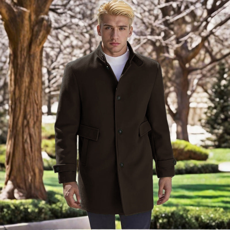 Maßgeschneiderter Herren Wollmantel Elegant Schwarz