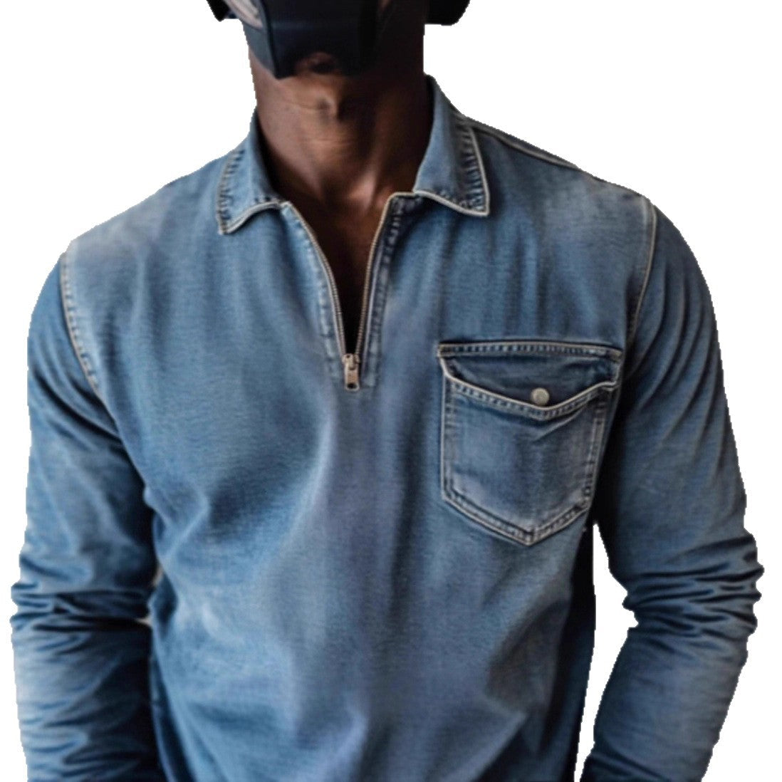 Herren Jeanshemd Kurzarm mit Brusttasche Modern