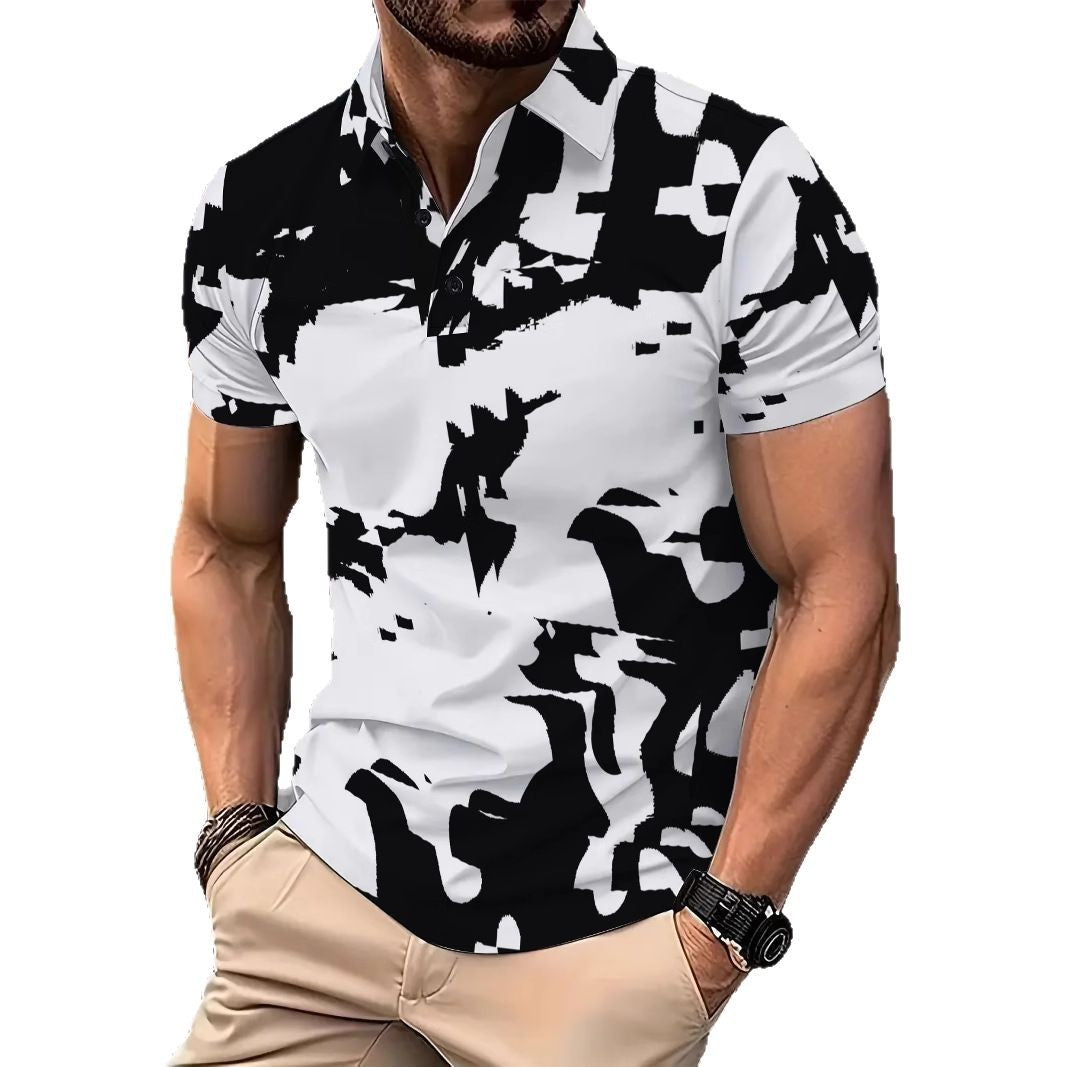 Herren Poloshirt Camouflage Design Kontrast Modern