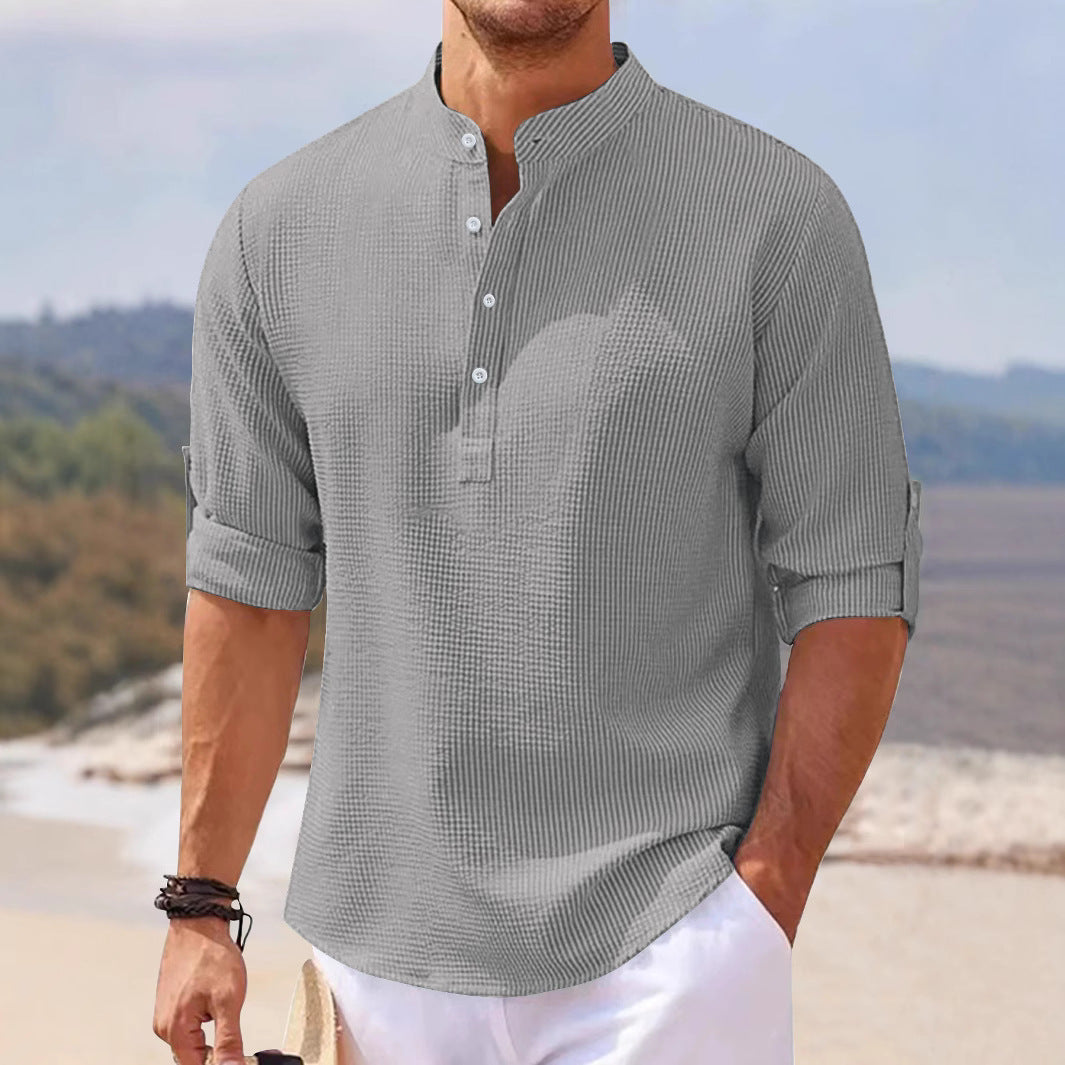 Herren Henley-Shirt Lässig Strukturiert Modern