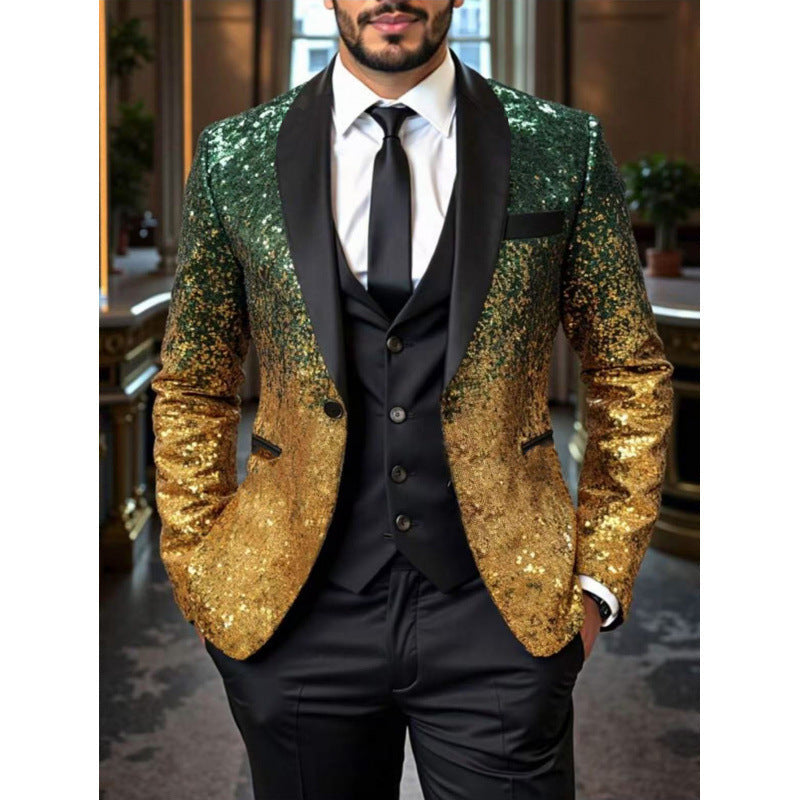 Herren Paillettenblazer Elegant mit Glitzer Effekt Modern