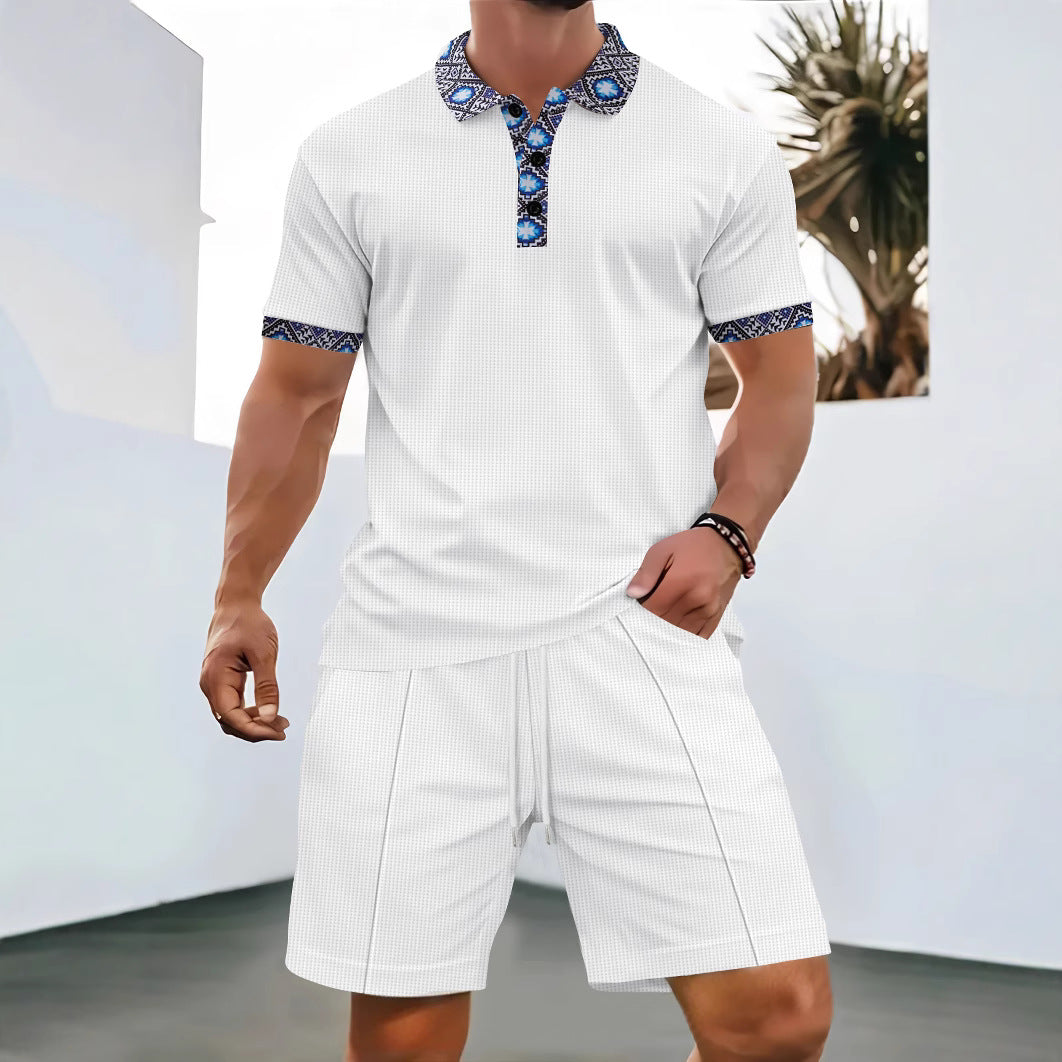 Herren Sportset Kurzarm mit Stilvollen Kragen Modern