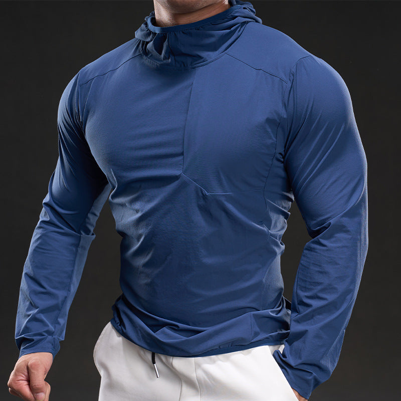 Herren Langarmshirt Atmungsaktiv Kapuze Sportlich