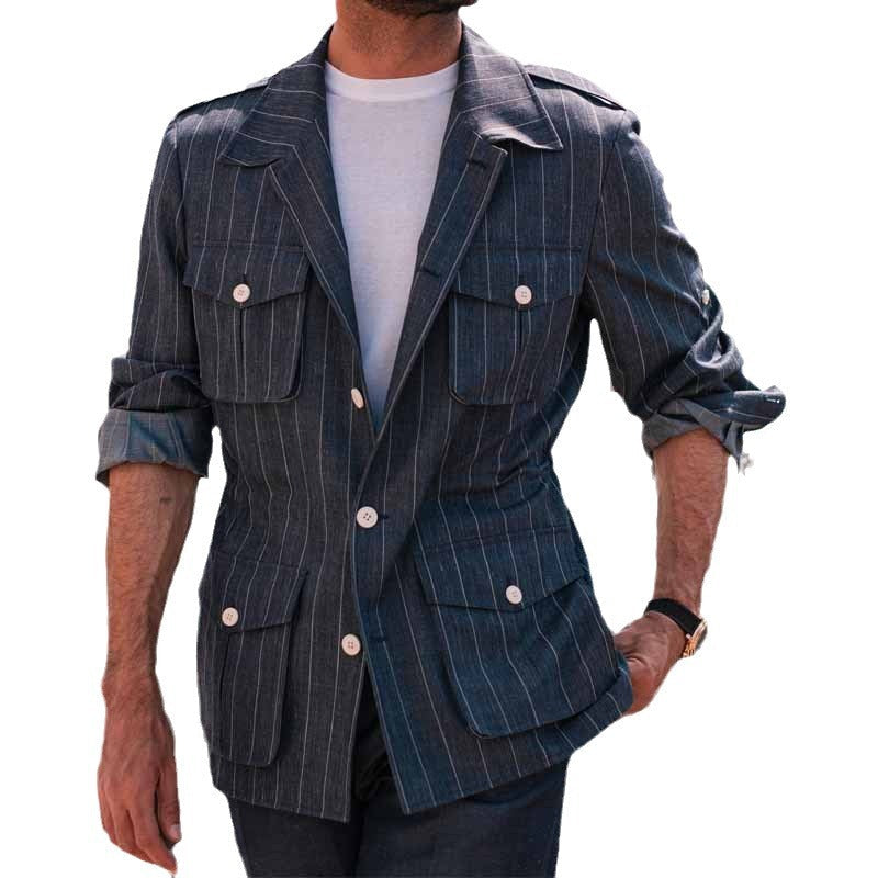 Herren Utility-Jacke Gestreift Modern Urban
