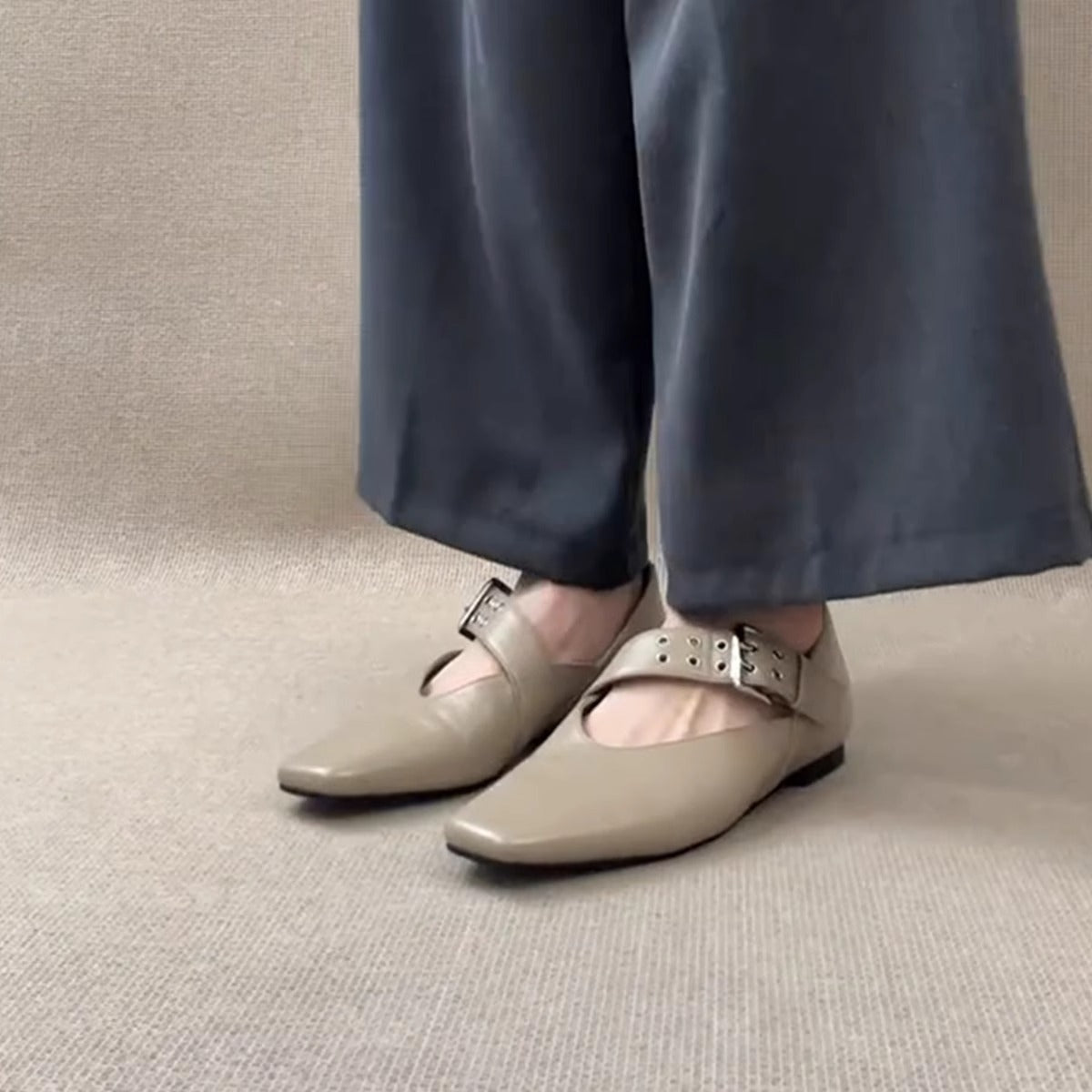 Damen Slingbacks Elegant mit Quadratzehen und Riemen