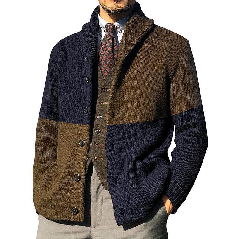 Herren Strickjacke Elegante Mit Kragen und Knöpfen Modern
