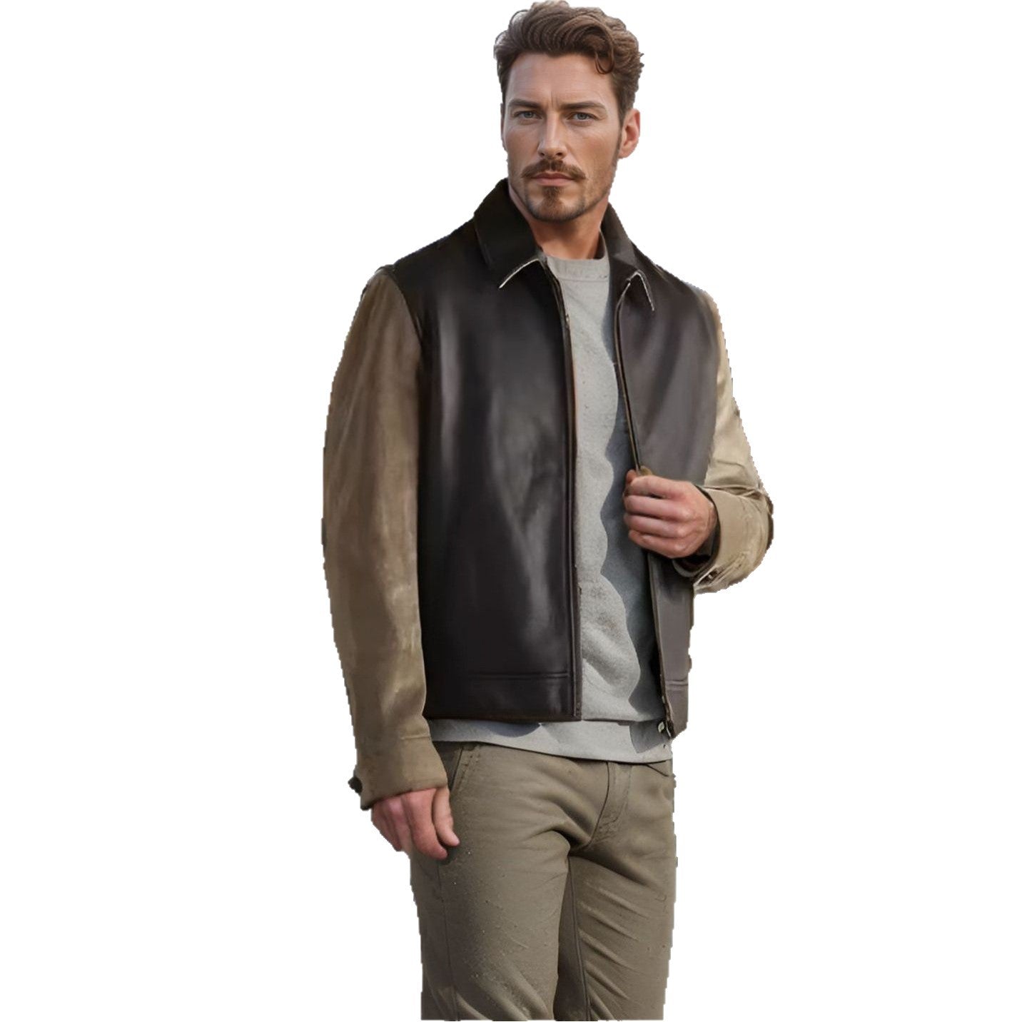 Lederjacke Herren Hybridjacke Cord Modern