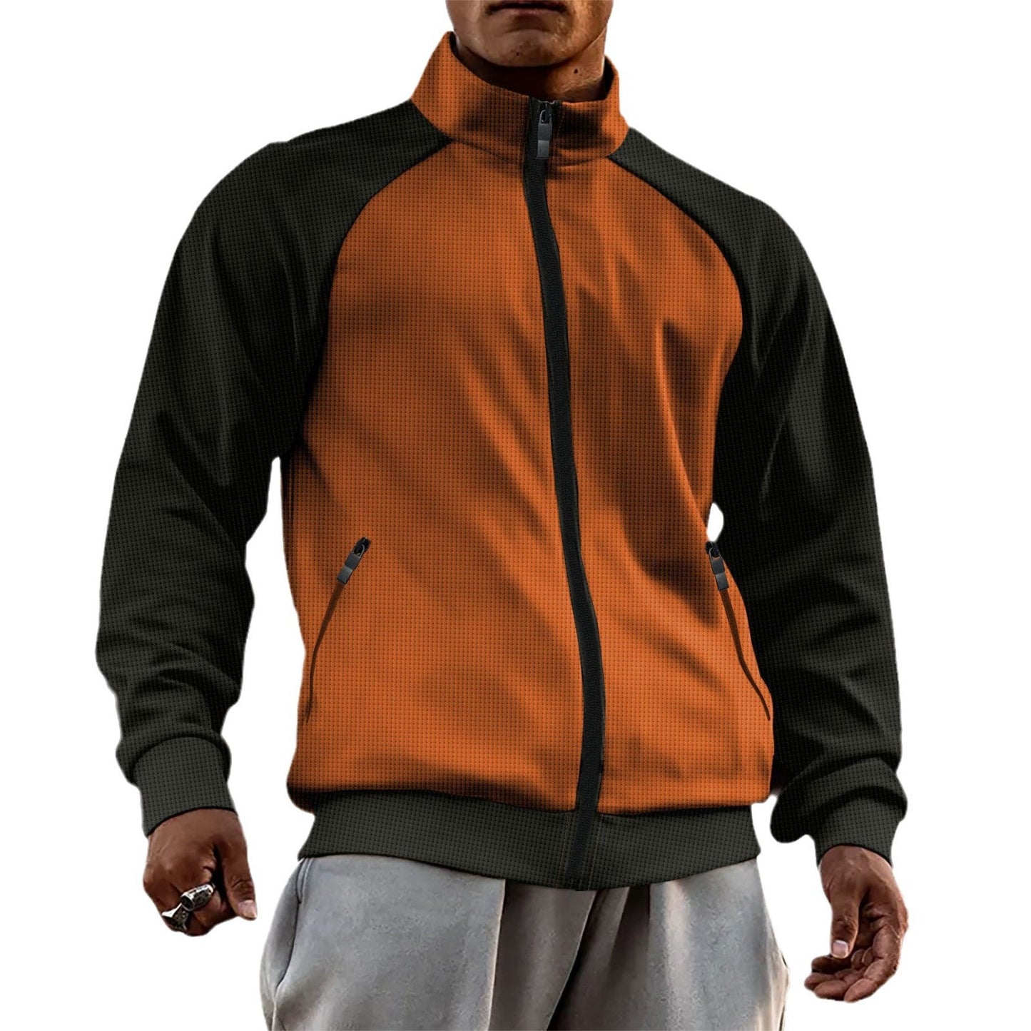Herren Sportjacke Funktionell Winddicht Mit Kragen