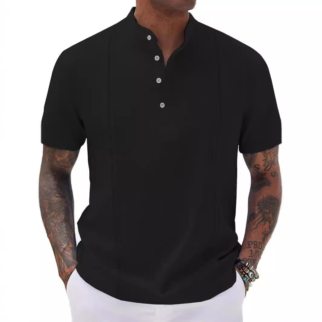 Herren Kurzarm-Shirt Baumwolle Modern Knöpfe