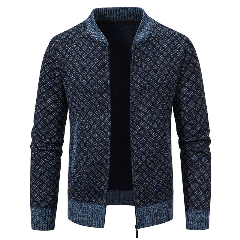 Herren Strickjacke Modern Asymmetrisch Reißverschluss