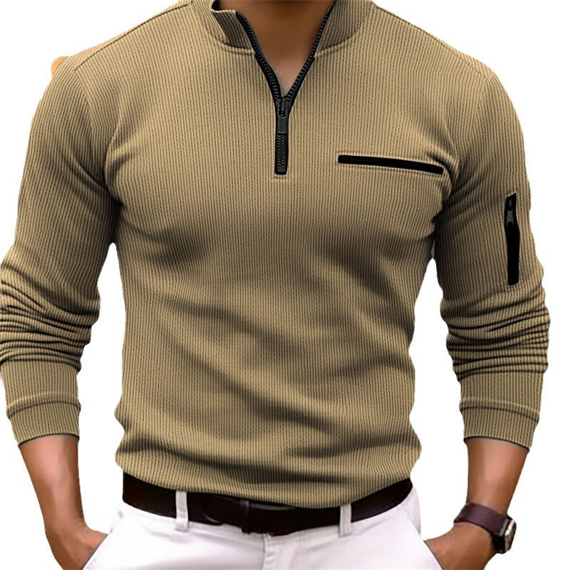 Herren Sportshirt Langarm Zip Modern Sportlich