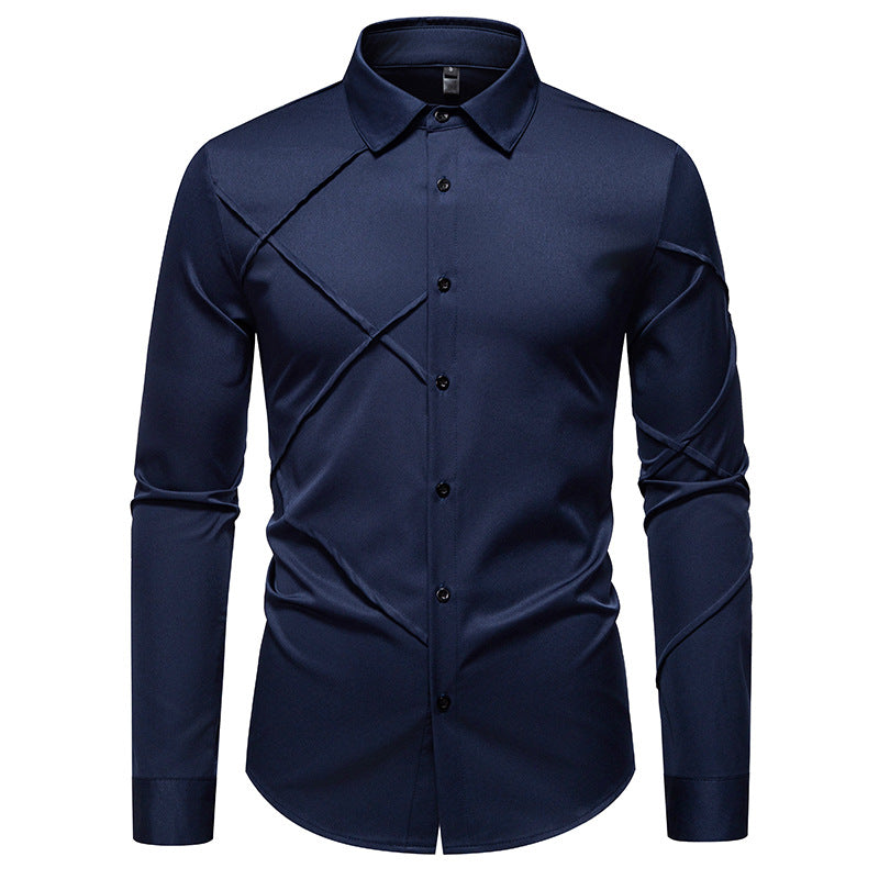 Herren Langarmhemd Asymmetrisch Modern Berlin Style