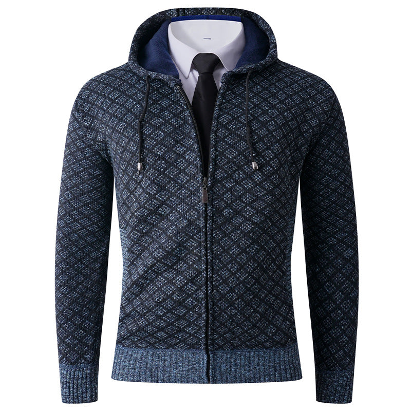 Herren Kapuzenjacke Elegant mit Muster Schwarz