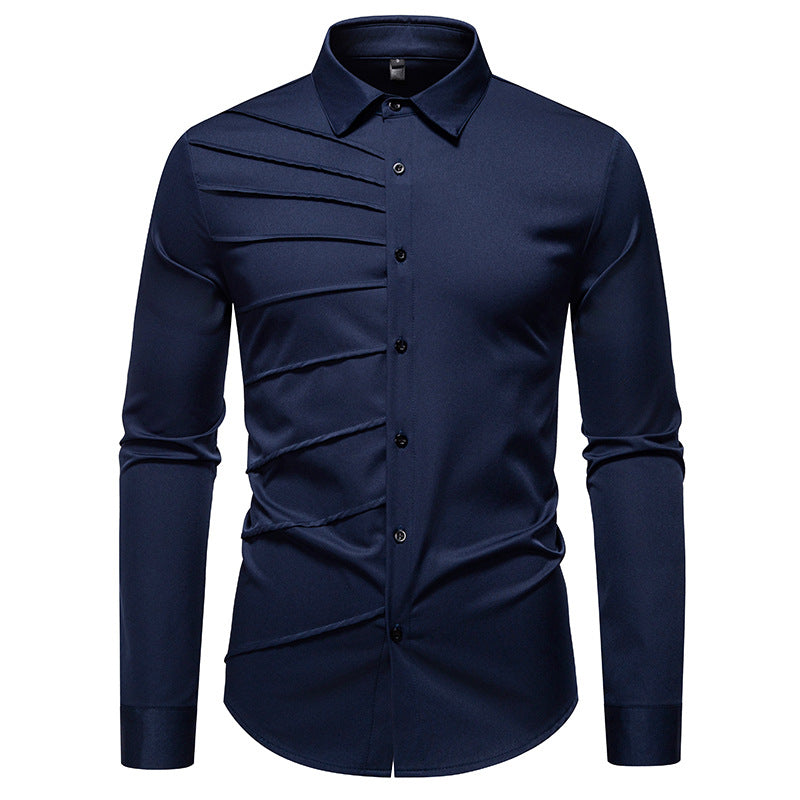 Herren Langarmhemd Modern Strukturiert Trendy