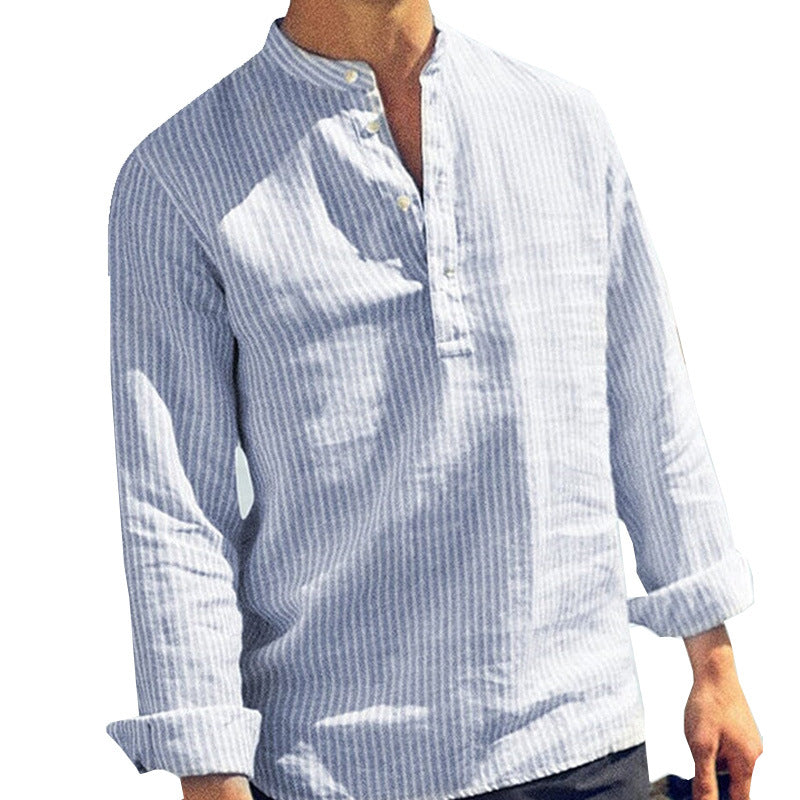 Herren Leinenhemd Steuerrad Design Maritim Stylish