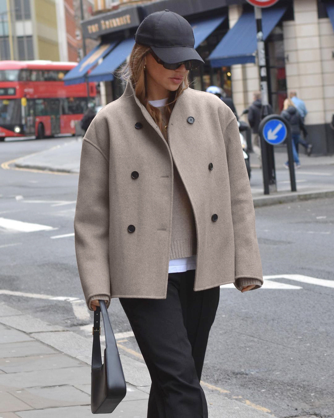 Damen Kurzjacke Modern Strukturiert Rundsaum
