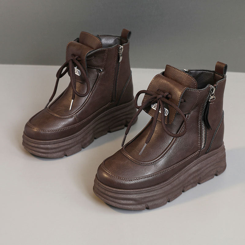 Damen Plateausneaker Hoch mit Reißverschluss Komfort Innenfutter