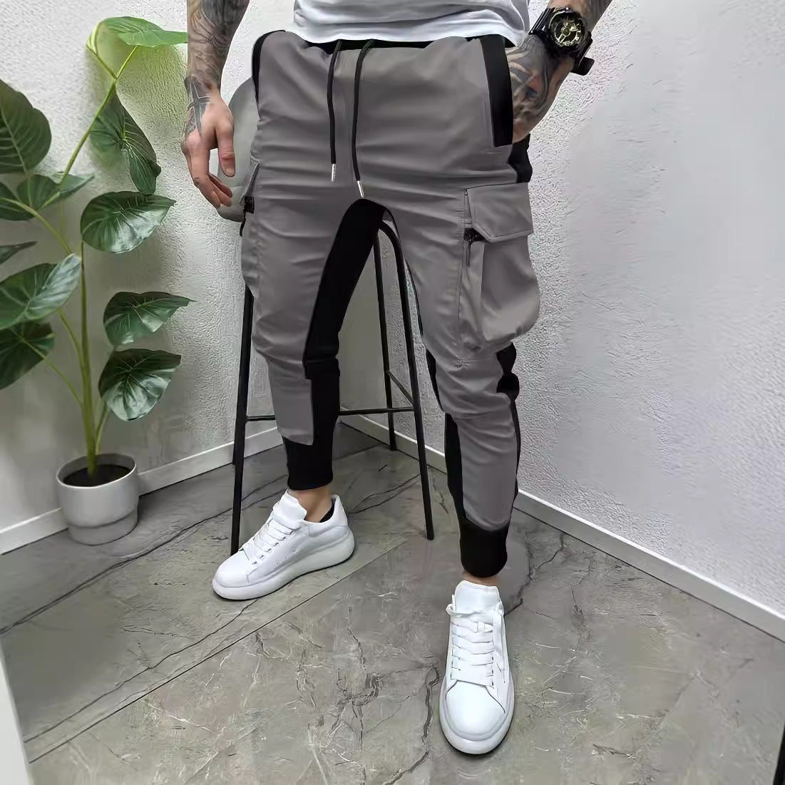 Herren Jogginghose Modern Cargo Bequem Schwarz