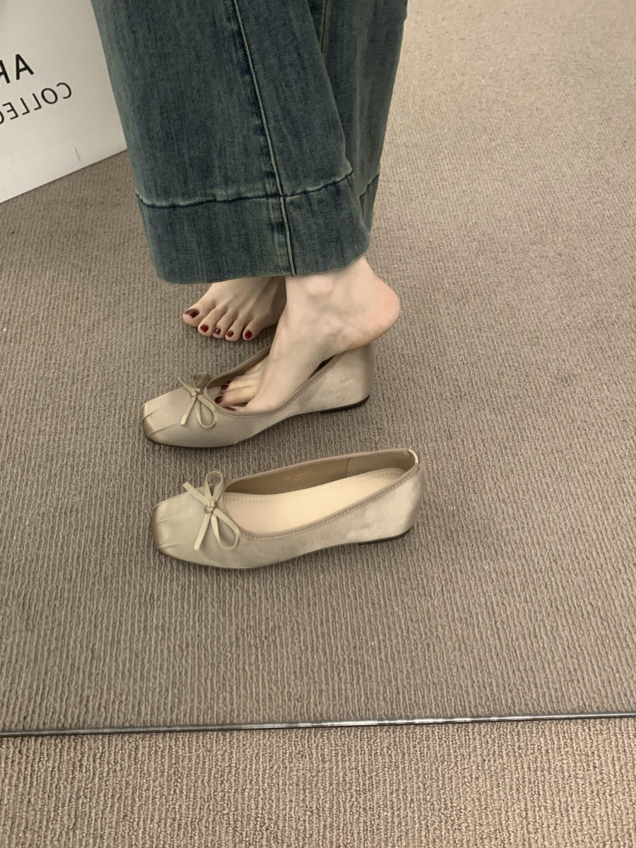 Damen Ballerinas Bequem Schleife Komfortschuhe