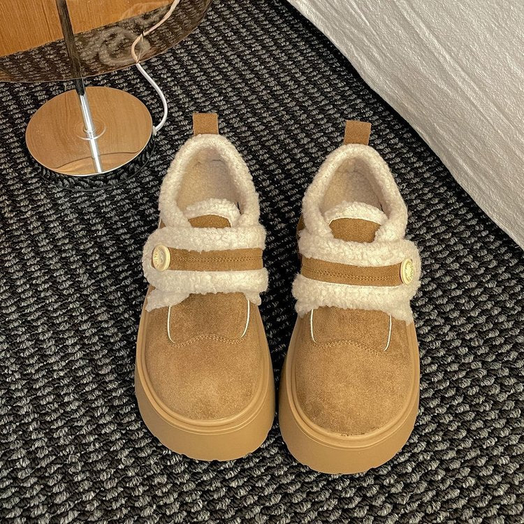 Damen Sneaker Plüschgefüttert Warm mit Klettverschluss
