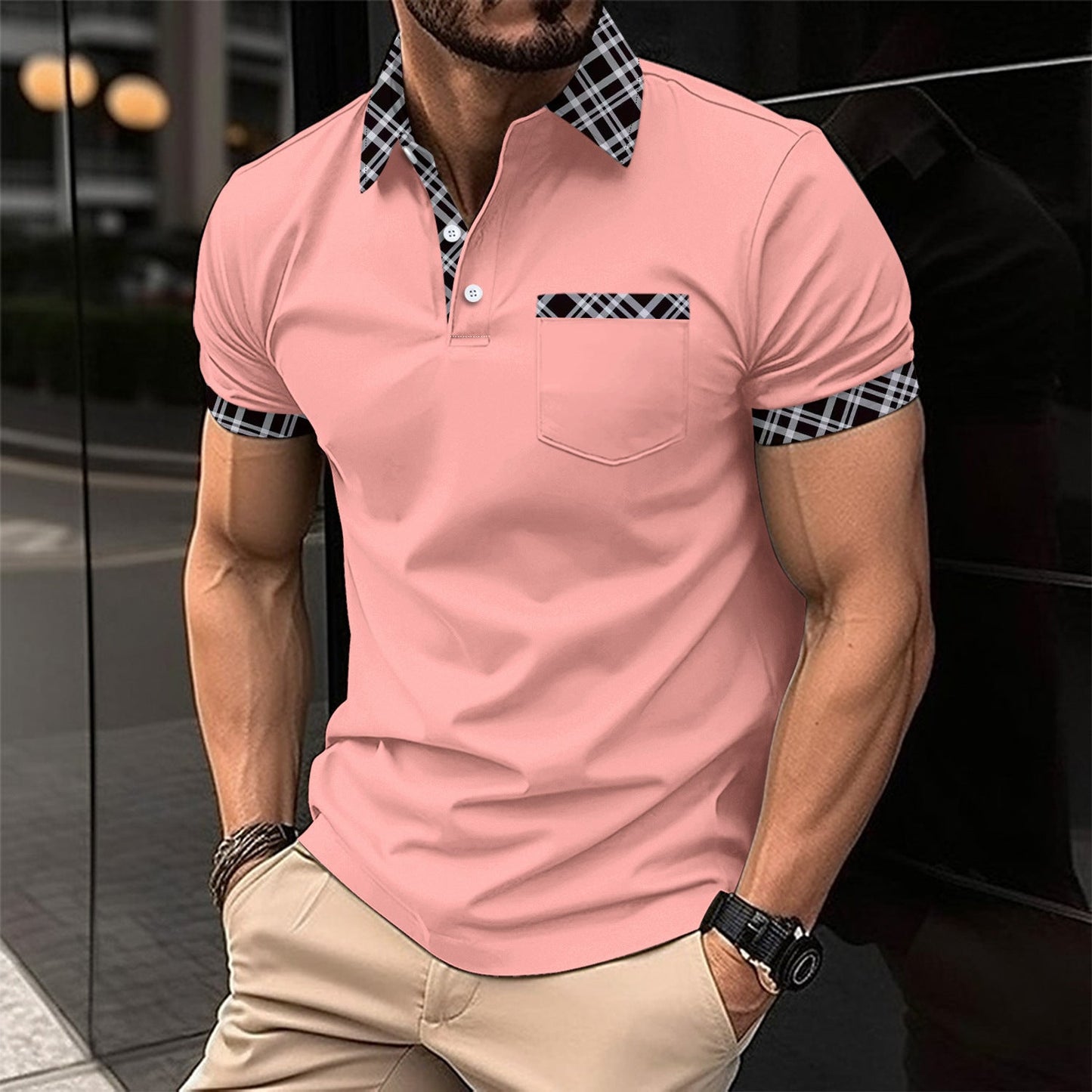 Herren Poloshirt Karomuster Komfort Schnitt Modern Berlin