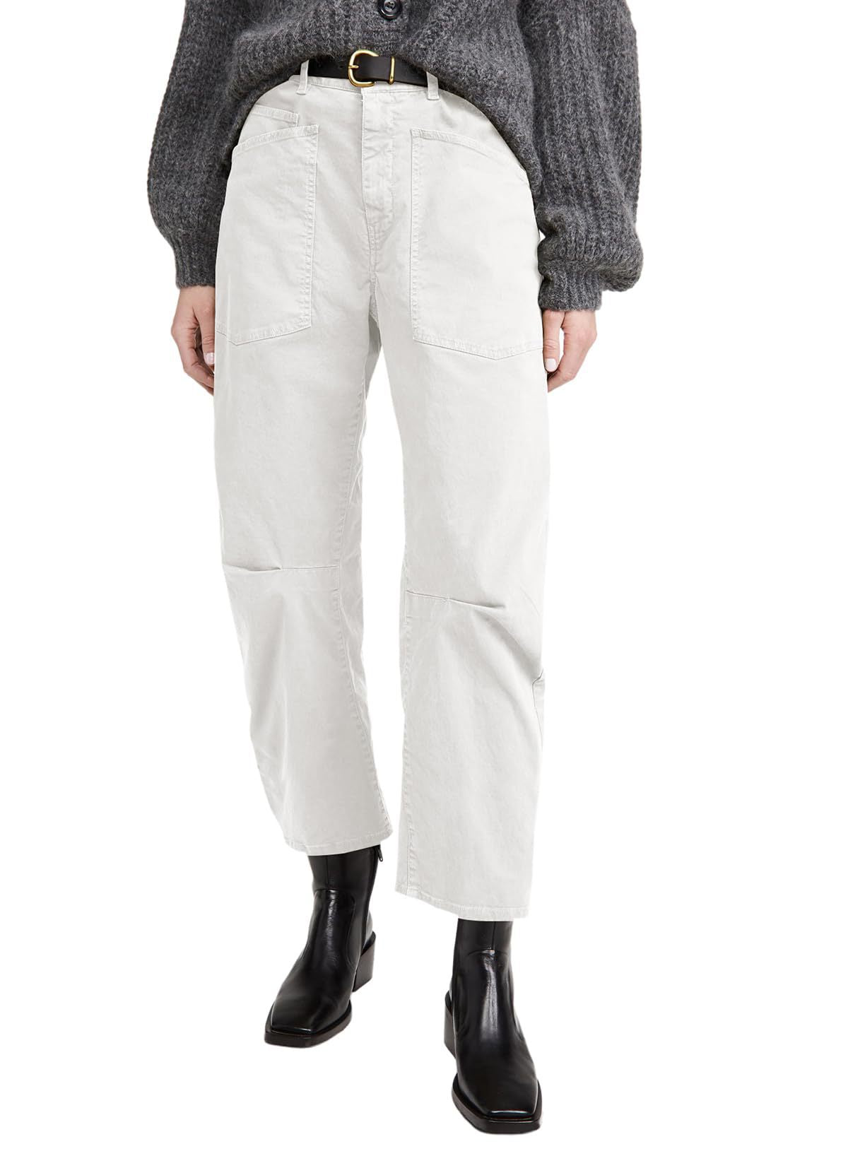 Damen Hohe Bund Jeans Hose mit Taschen