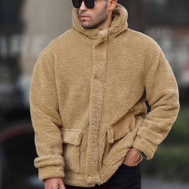 Herren Teddyjacke Kuschelig Warme Felljacke