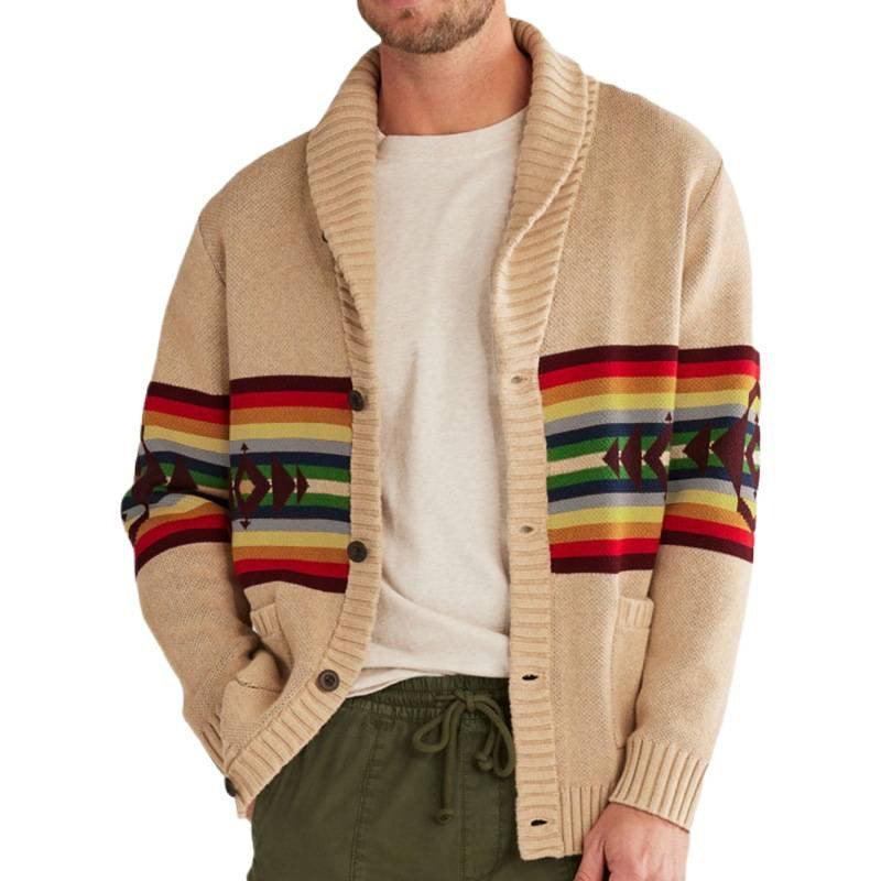 Herren Strickjacke Bunt Gemütlich Schalkragen Modern
