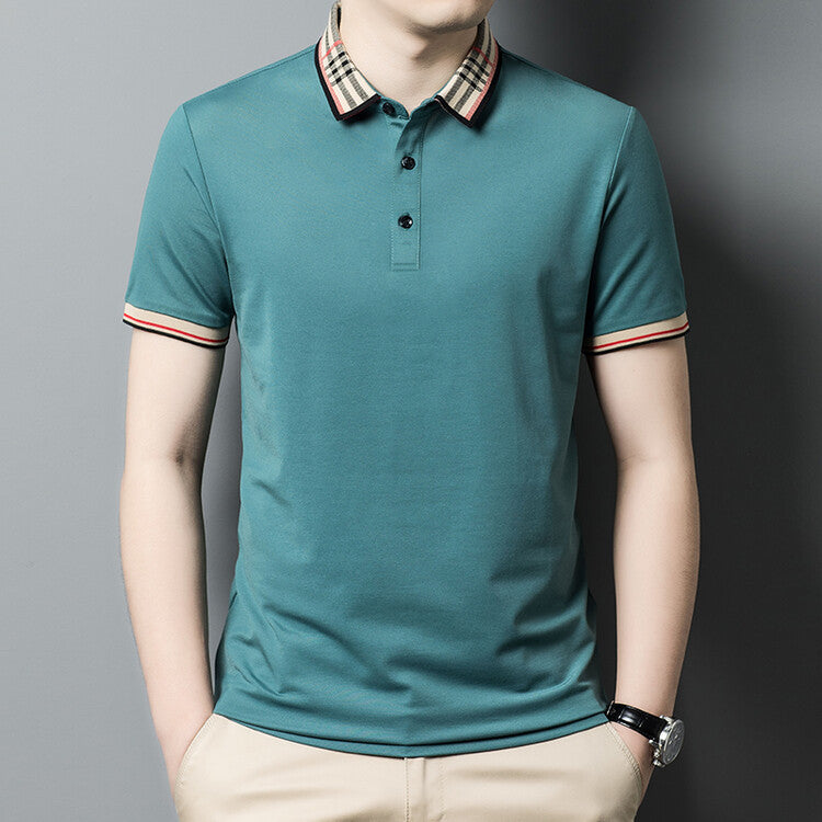 Herren Polo-Shirt Karo-Kragen Elegant Slimfit