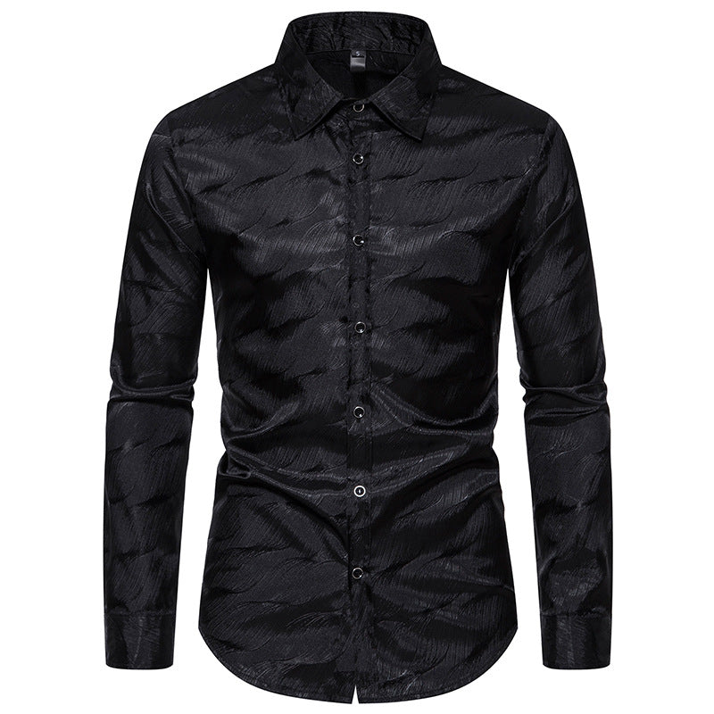 Herren Langarmhemd Modern Wellenmuster Glanzstoff