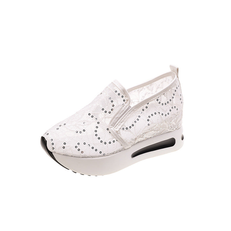 Damen Sneaker Bequem Wedge Lattice Design Schuhe