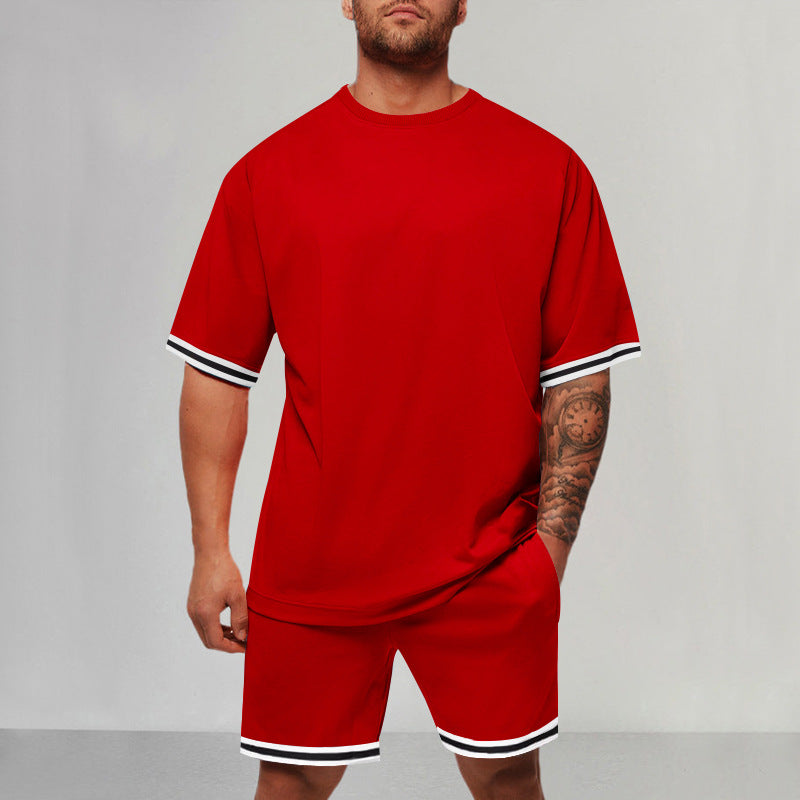 Herren Sportset Kurzarm mit Kontrastdetails Modern
