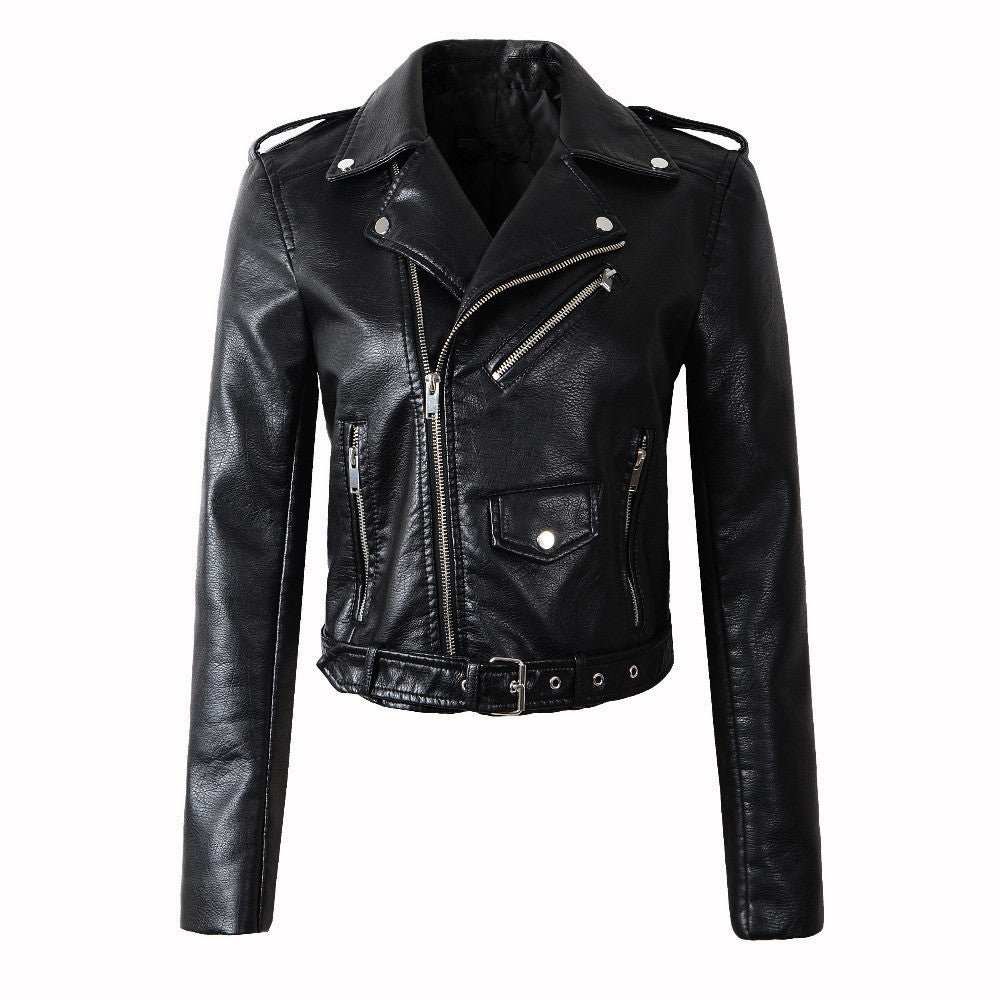 Vegan Lederjacke Damen Bikerjacke Schwarz Glamour