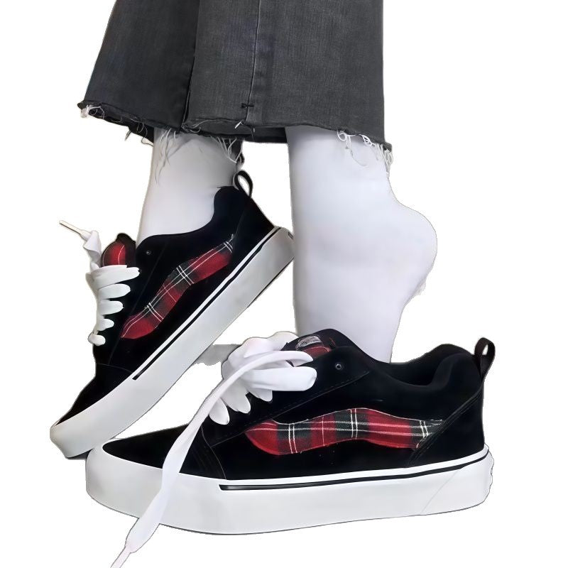 Damen Sneaker Kariert Bequem Sportschuhe