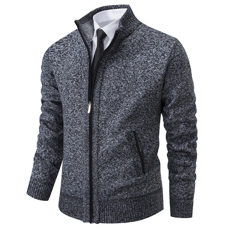 Herren Strickjacke Sportlich Stehkragen Reißverschluss