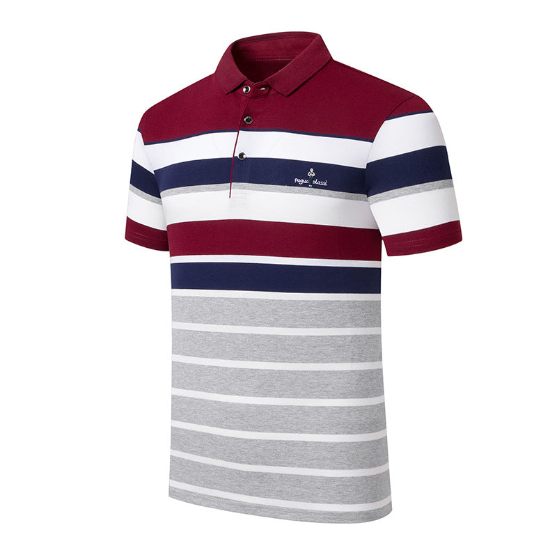 Herren Polo Kurzarm Streifenmuster Modern