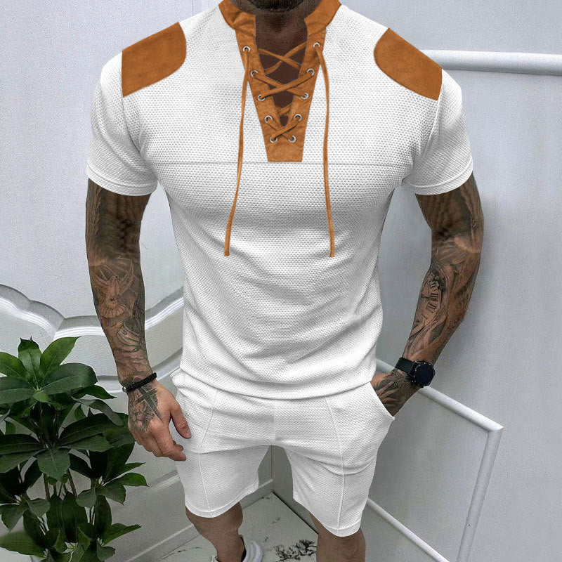 Herren Kurzarmshirt Modern Schnürdesign Berlin Style