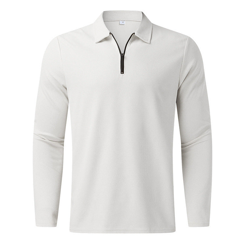 Herren Poloshirt Langarm Reißverschluss Modern