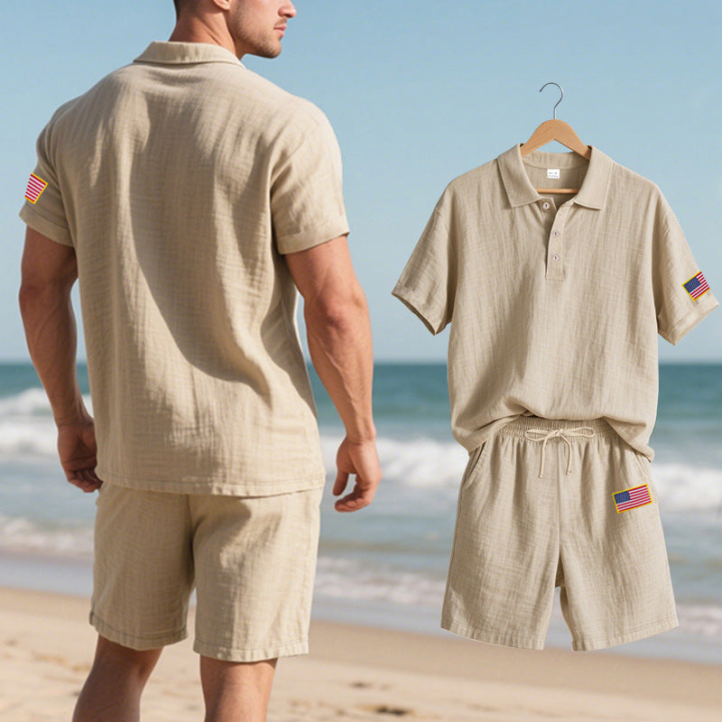 Herren Poloshirt mit Shorts Sommerlook Strandmode