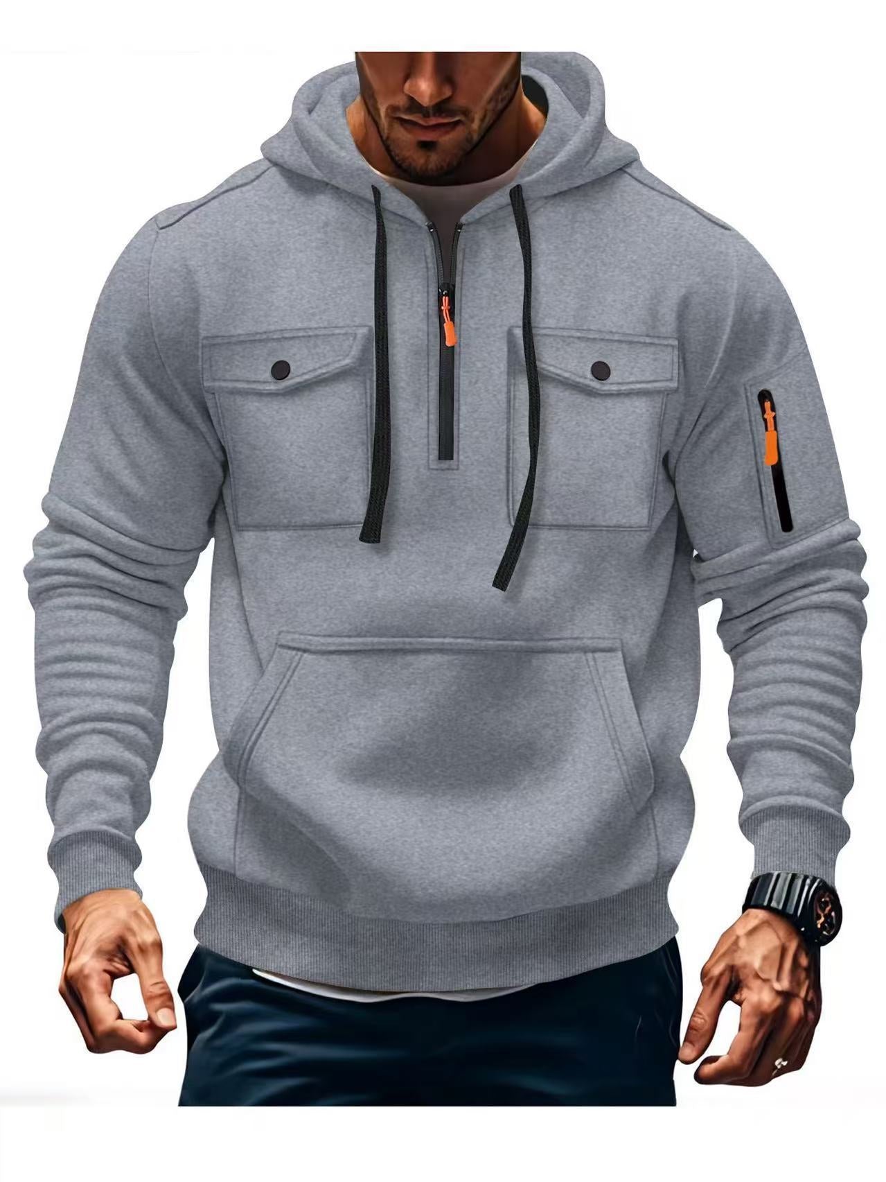 Herren Hoodie Funktionsjacke Mit Taschen Sportlich Modern